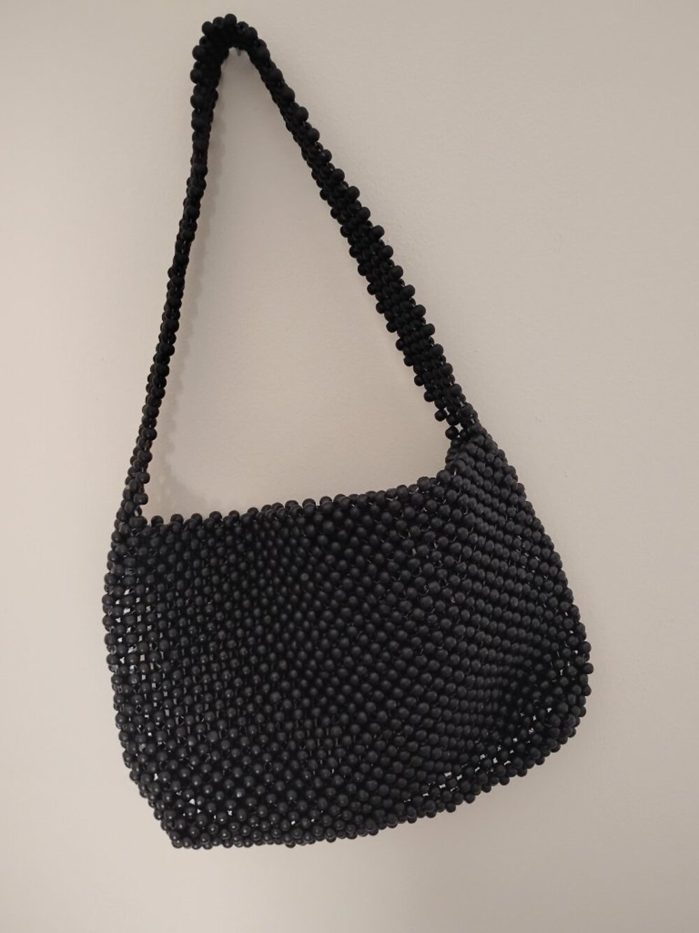 EUC Black Wooden Bead Shoulder Bag